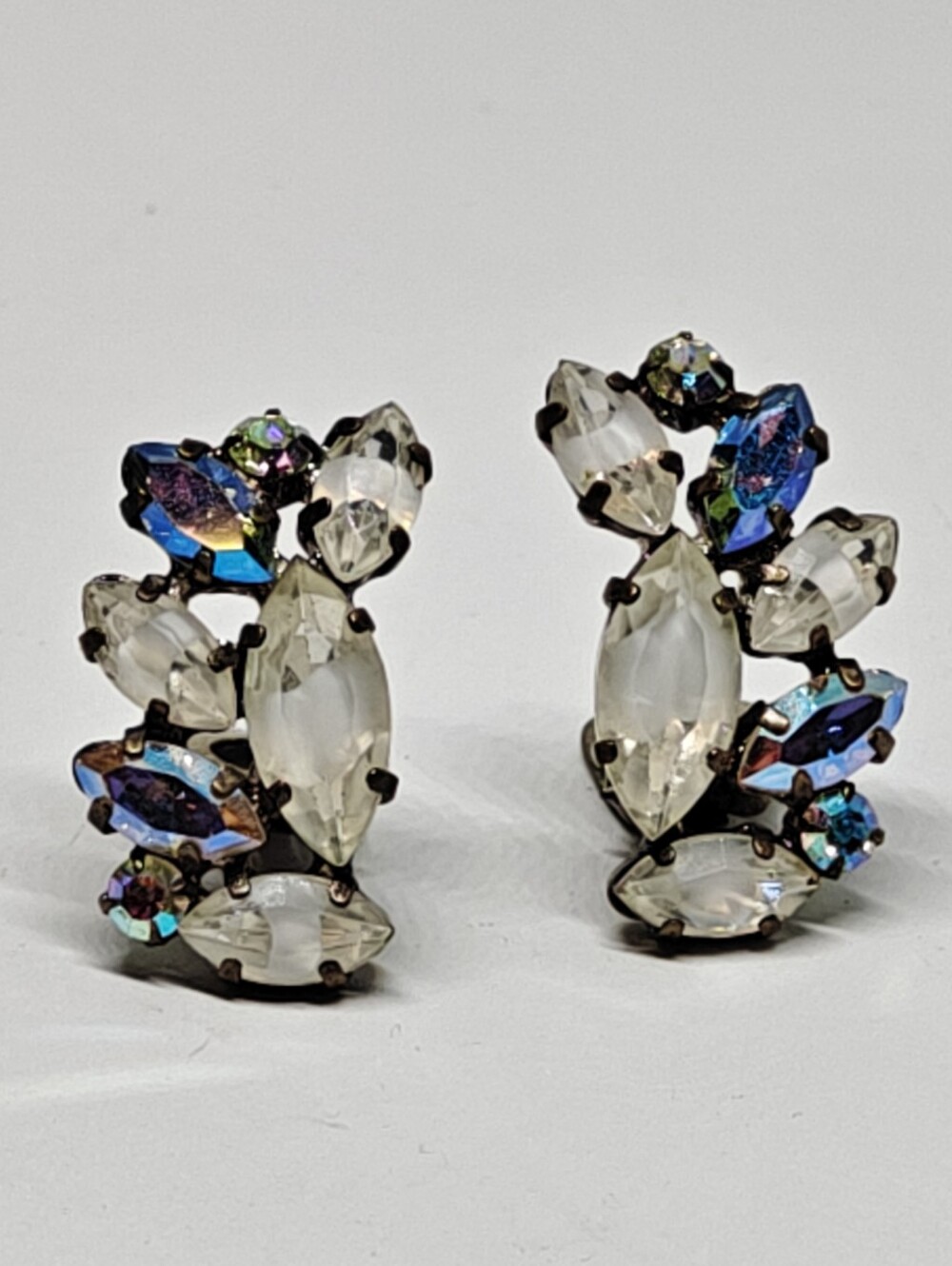Vintage Germany Givre Glass and Crystals earrings